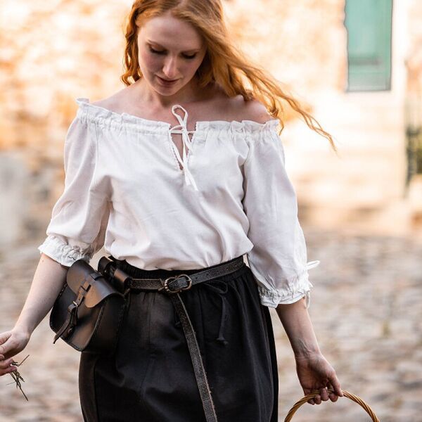Blouse Médiévale Morgan - 100% Coton - Manches Longues Ajustables - Style Médiéval Ou Viking