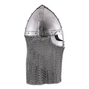 Casque à pinces de lépoque Vendel avec poignet en chaîne, adapté au combat dexhibition