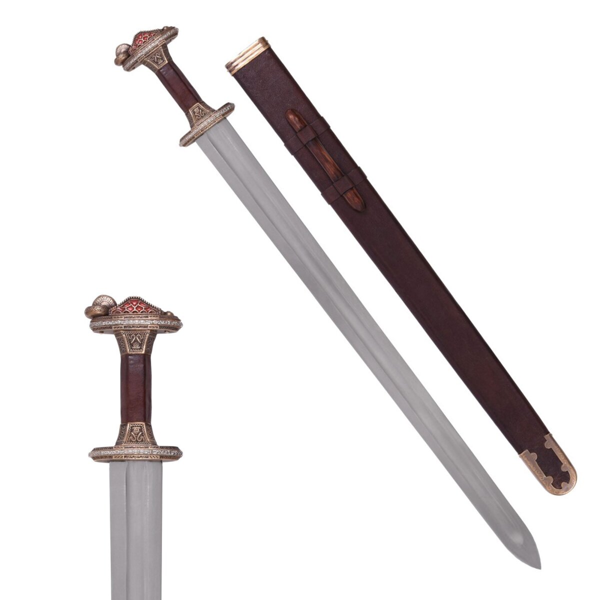 Vendel Period Sword with Scabbard, Brass Hilt