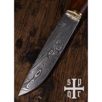 Couteau viking en acier damassé avec manche en bois