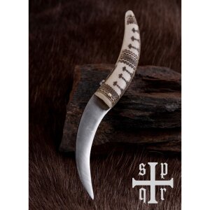 Couteau de poche viking en acier au carbone avec manche en os