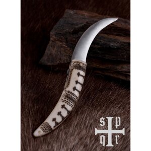 Couteau de poche viking en acier au carbone avec manche en os
