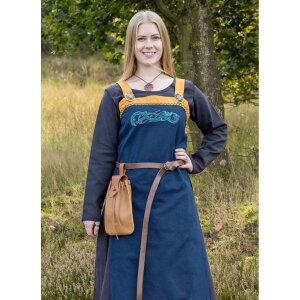 Sur-robe viking avec broderie style jelling bleu / jaune