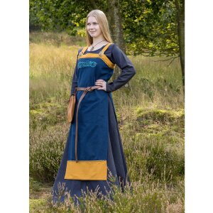 Sur-robe viking avec broderie style jelling bleu / jaune