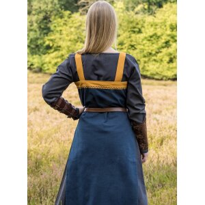 Sur-robe viking avec broderie style jelling bleu / jaune