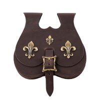 grand sac à reins du Moyen Âge tardif avec ferrures Fleur-de-Lys en noir ou brun