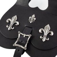 grand sac à reins du Moyen Âge tardif avec ferrures Fleur-de-Lys en noir ou brun