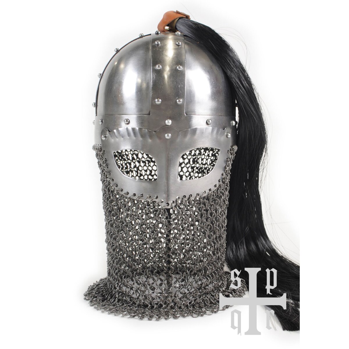 Wikinger Brillenhelm, 2 mm Stahl, mit Helmbusch und...