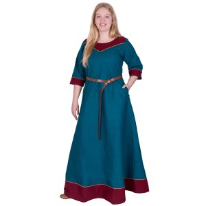 Robe médiévale Gesine en toile, pétrole