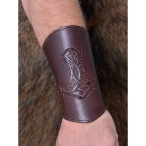 Protège-bras en cuir, avec marteau de Thor, long