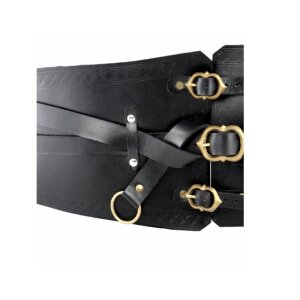 Ceinture de corsage en cuir avec 3 boucles et 2 anneaux