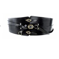 Ceinture de corsage en cuir avec 3 boucles et 2 anneaux