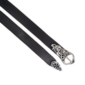 Ceinture viking Borresstil avec ferrure dextrémité - 3 cm de large Noir