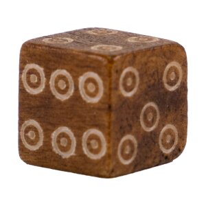 1 cube en os coloré avec des yeux romains