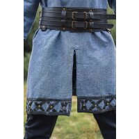 Tunique viking avec applications en cuir véritable - Bleu