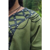 Tunique viking avec applications en cuir véritable - Vert