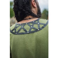 Tunique viking avec applications en cuir véritable - Vert