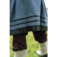 Tunique viking à manches courtes avec applications en cuir véritable - bleu gris