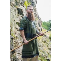 Tunique viking à manches courtes avec applications en cuir véritable - Vert