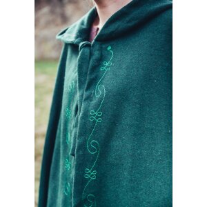 Mittelalter Umhang Wolle mit Stickerei Grün