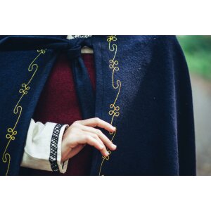 Manteau court médiéval à capuche en laine bleue