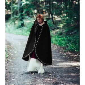Manteau court médiéval avec capuche laine noire