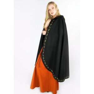 Manteau court médiéval avec capuche laine noire