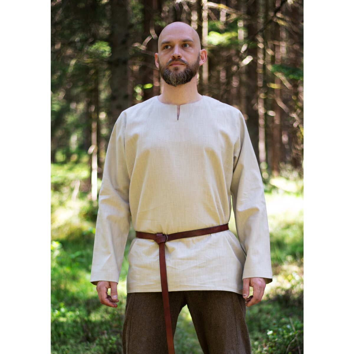 Medieval shirt nature long sleeve linen