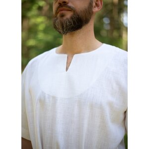Chemise médiévale blanche à manches courtes en lin