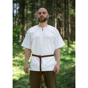 Chemise médiévale blanche à manches courtes en lin