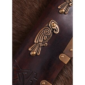 Viking-Langsax, poignée en os avec corbeaux nordiques Hugin et Munin