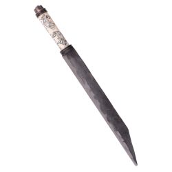 Viking-Langsax, poignée en os avec corbeaux nordiques Hugin et Munin