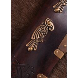 Viking-Langsax, poignée en os avec corbeaux nordiques Hugin et Munin