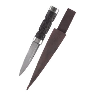 Sgian Dubh knife with leather sheath