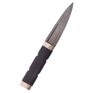 Sgian Dubh Knife with Damascus steel blade and sheath