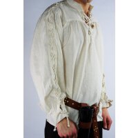 Chemise à col montant avec laçage des manches - Naturel