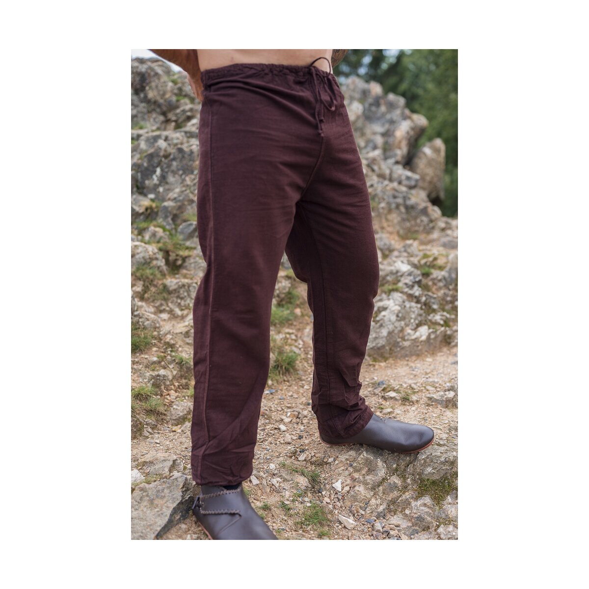 Pantalon en lin "Asmund" brun foncé