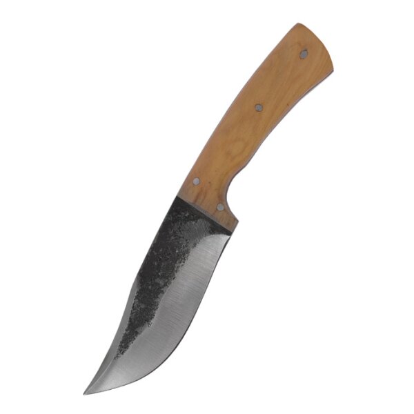 Couteau de chasse avec manche en bois dolivier, env.20 cm et étui en cuir
