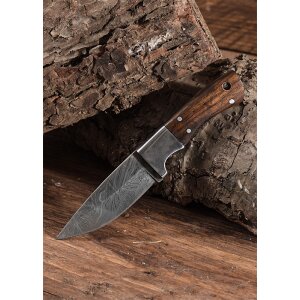 Couteau utilitaire avec lame en acier damassé et manche en bois de shisham
