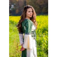 Robe médiévale avec bordure "Sophie" - Nature/Vert