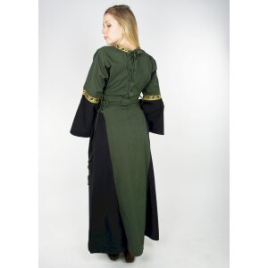 Robe médiévale avec bordure "Sophie" - Vert/noir