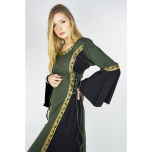 Robe médiévale avec bordure "Sophie" - Vert/noir