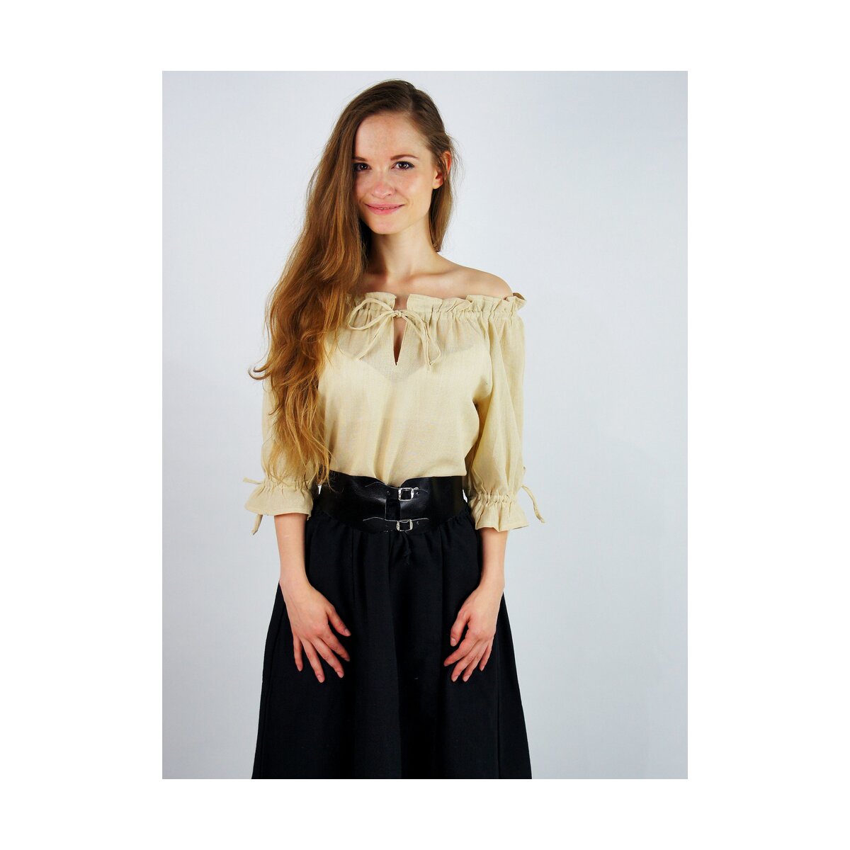 Medieval and Larp Blouse, Hemp-colored