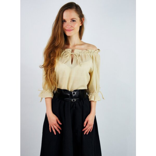 Blouse médiévale et larp, épaules nues en couleur chanvre