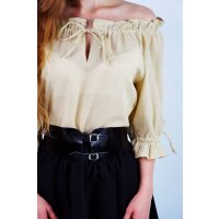 Blouse médiévale et larp, épaules nues en couleur chanvre