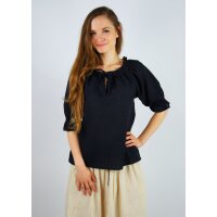 Blouse médiévale et larp, épaules nues en noir