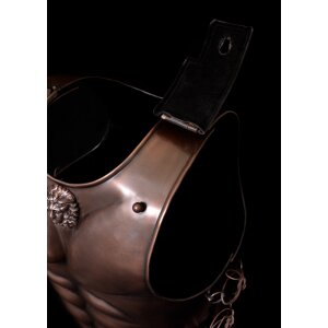 Armure musculaire spartiate en acier avec finition bronze