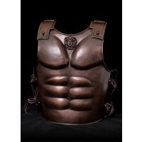 Armure musculaire spartiate en acier avec finition bronze