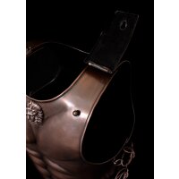 Armure musculaire spartiate en acier avec finition bronze