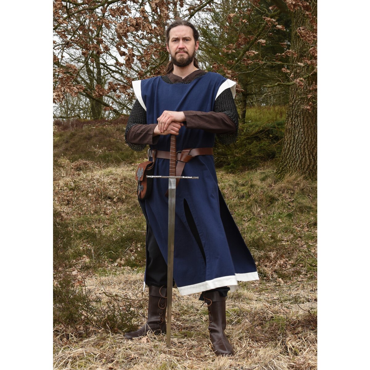 Medieval tunic Eckhart, blue/natural